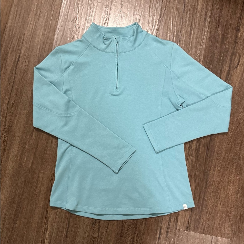 tasc Performance Women’s Apex Fleece 1/4 Zip Pullover in Lake Blue. NWT. Size M